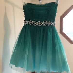 Strapless green ombré dress